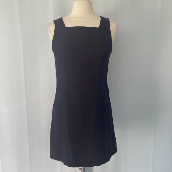 Vtg Y2K American Eagle Mini Dress Size 4 XS Purple Pinafore Preppy Academia Twee - Picture 2 of 13